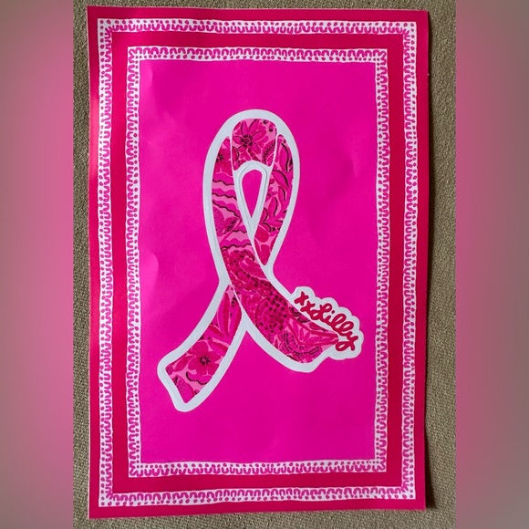 Lilly Pulitzer Breast Cancer Awareness Sticker - Cerise Pink Pinkie Promises - Picture 2 of 7